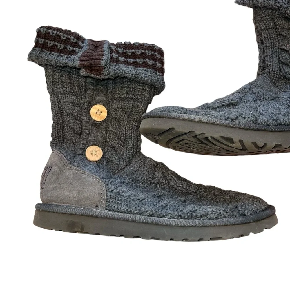 UGG Grey Button Sweater Foldable Warm Winter Boots